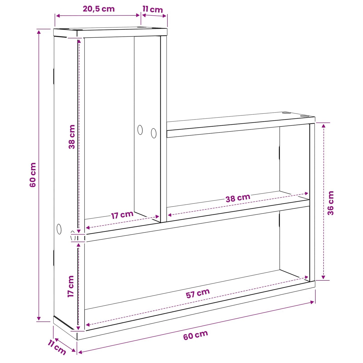 Scaffale da parete Rovere Artigianale 60 x 11 x 60 cm | homemem39