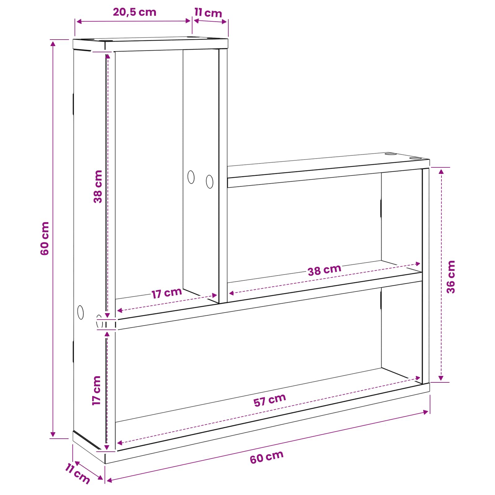 Scaffale da parete Rovere Artigianale 60 x 11 x 60 cm | homemem39
