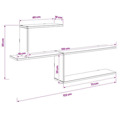 Scaffale da parete Rovere Fumo 122 x 18 x 60 cm | homemem39