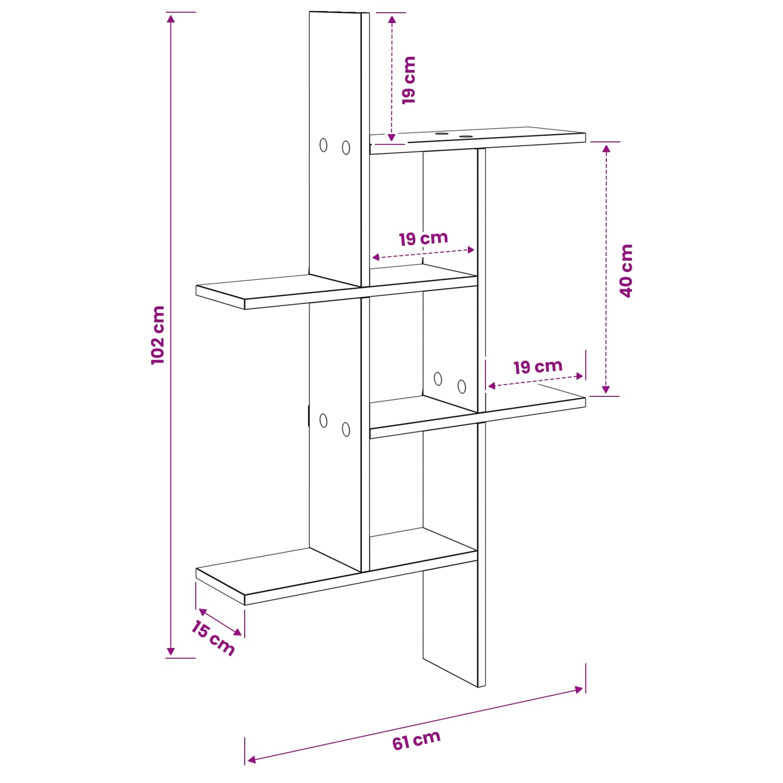 Scaffale da parete Grigio Cemento 61 x 15 x 102 cm | homemem39