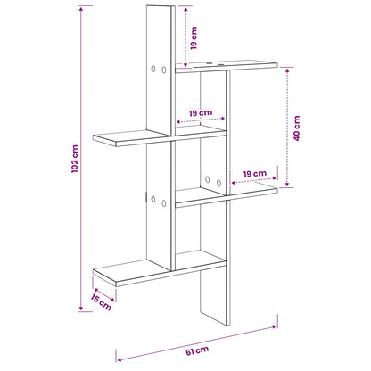 Scaffale da parete Grigio Cemento 61 x 15 x 102 cm | homemem39