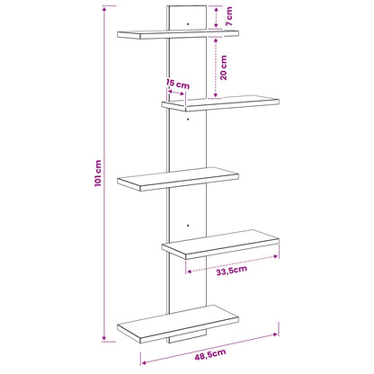 Mensola a muro flottante Grigio Cemento 48,5 x 15 x 101 cm | homemem39