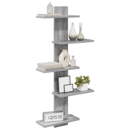 Mensola a muro flottante Sonoma grigio 48,5 x 15 x 101 cm | homemem39
