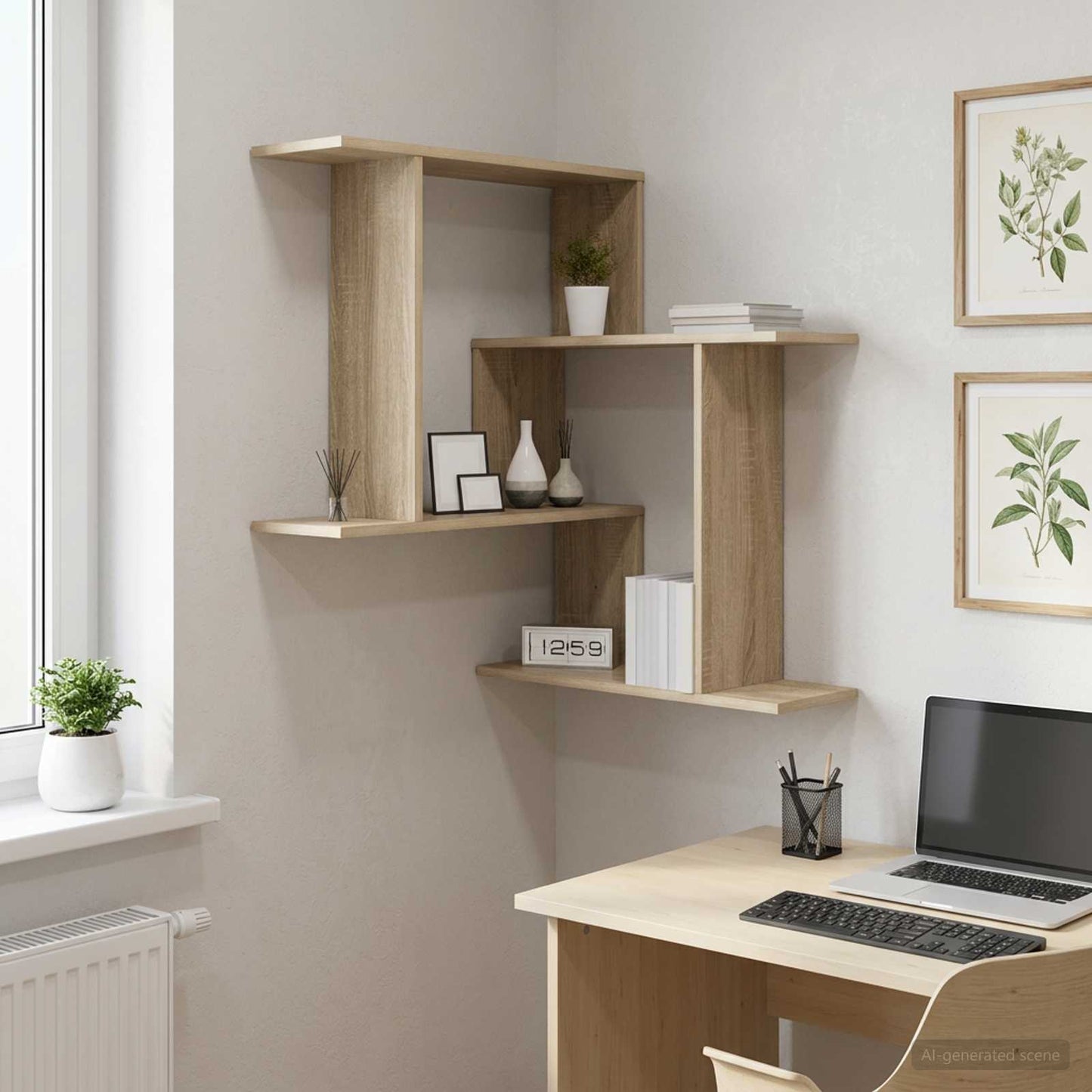 Scaffale da parete Rovere Sonoma 67 x 67 x 87 cm | homemem39