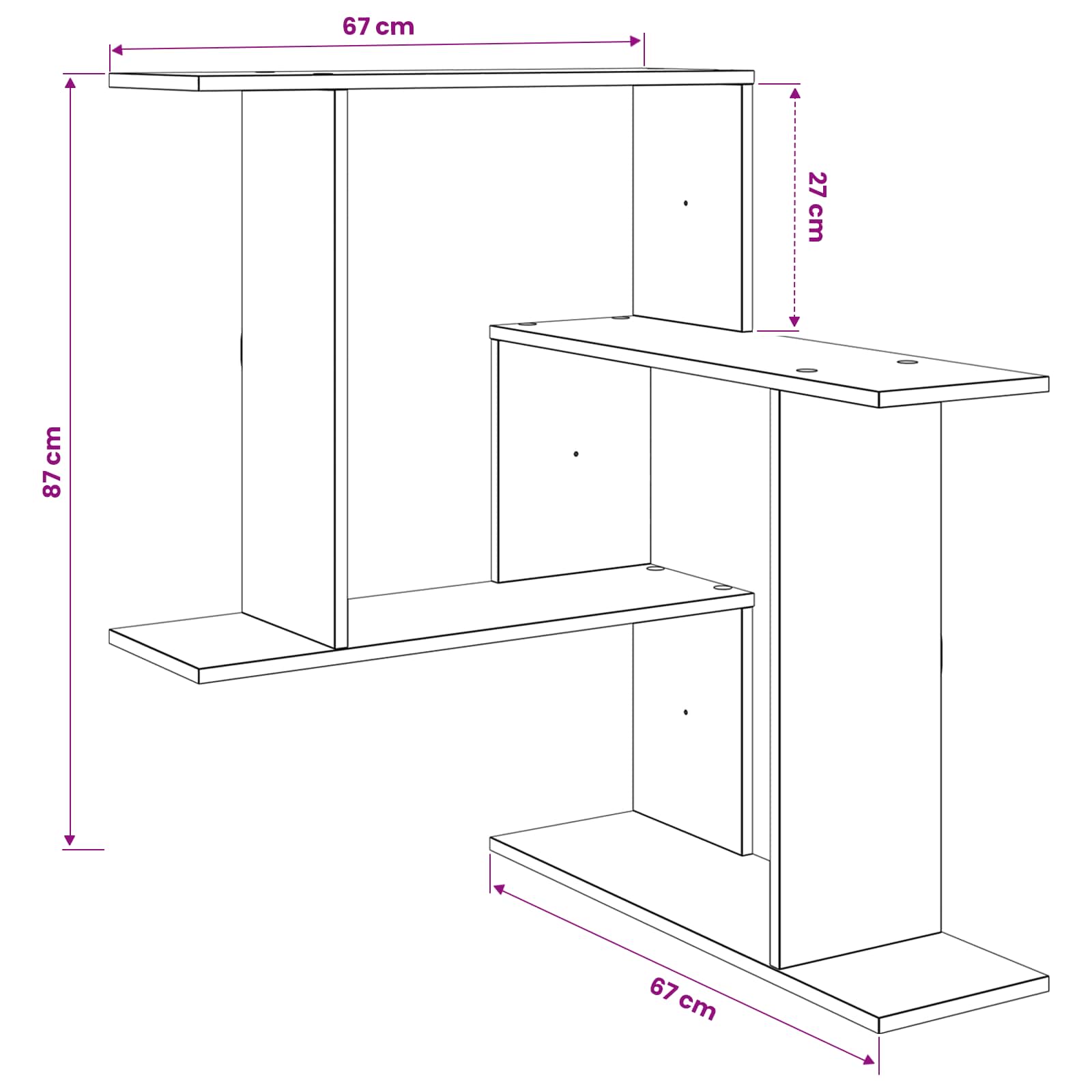 Scaffale da parete Legno antico 67 x 67 x 87 cm | homemem39