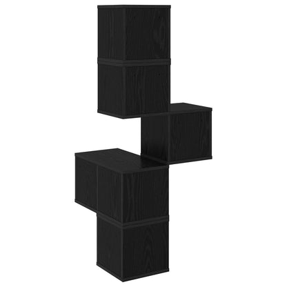 Mensola Angolare da Parete Rovere Nero 48 x 48 x 120 cm | homemem39