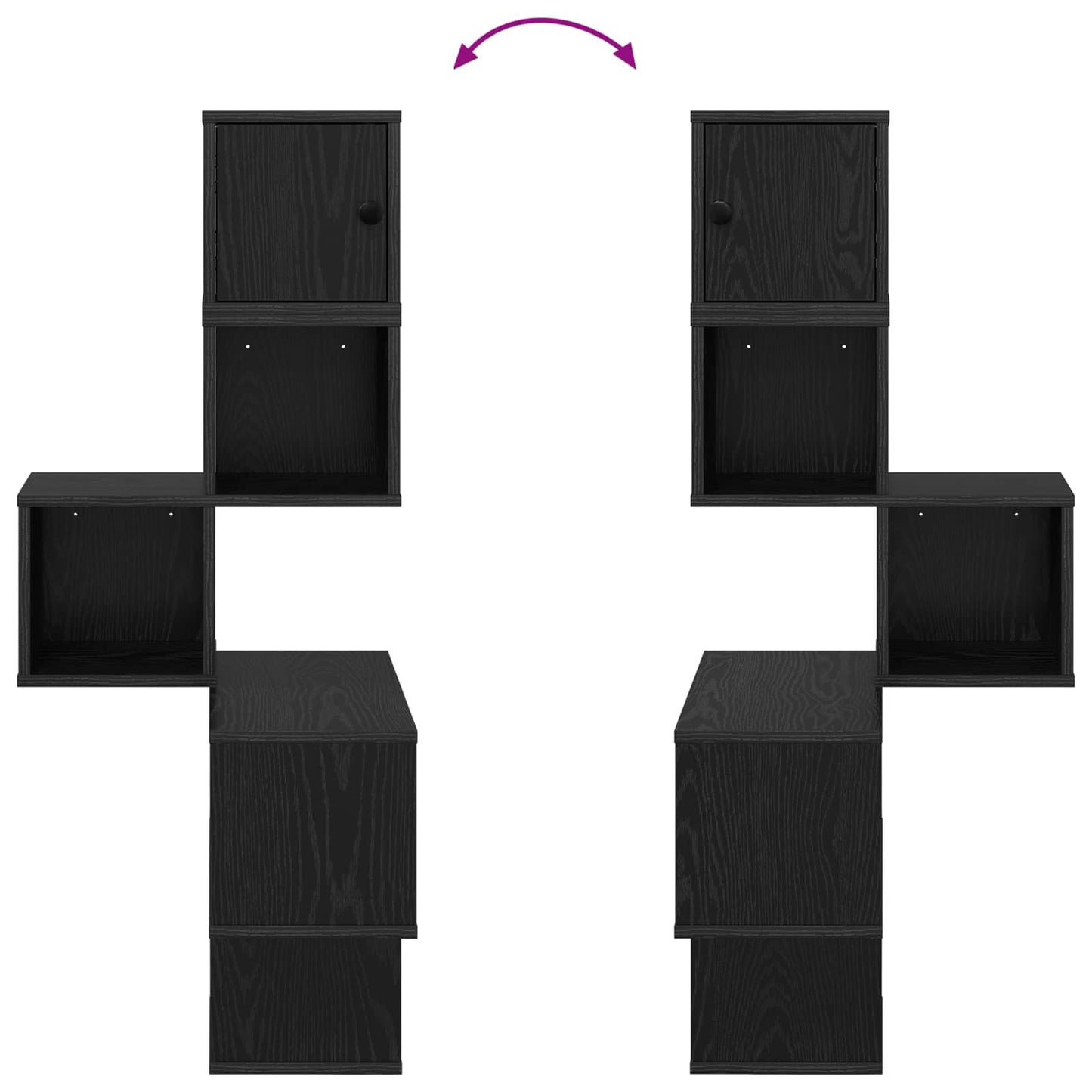 Mensola Angolare da Parete Rovere Nero 48 x 48 x 120 cm | homemem39