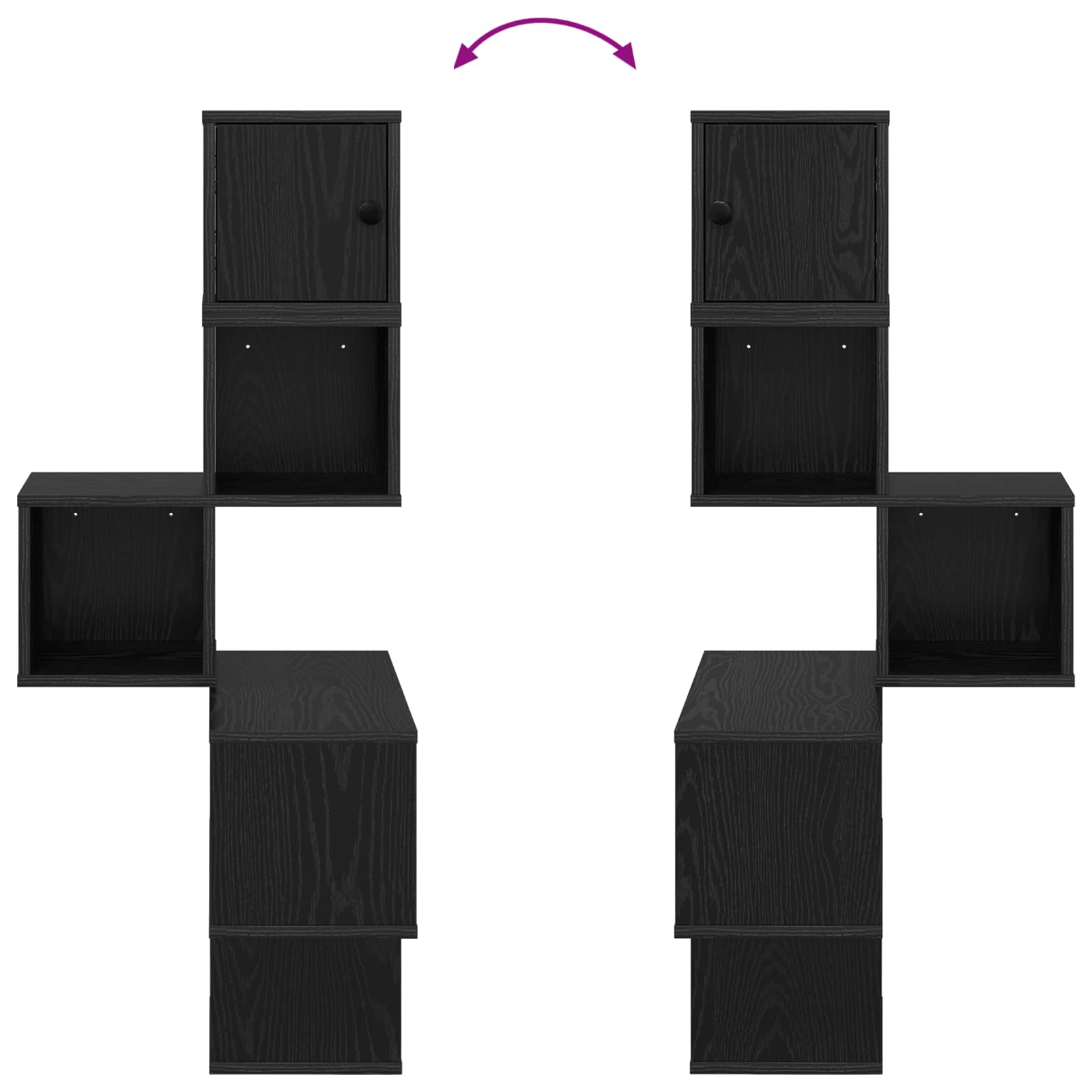 Mensola Angolare da Parete Rovere Nero 48 x 48 x 120 cm | homemem39