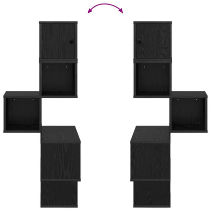 Mensola Angolare da Parete Rovere Nero 48 x 48 x 120 cm | homemem39