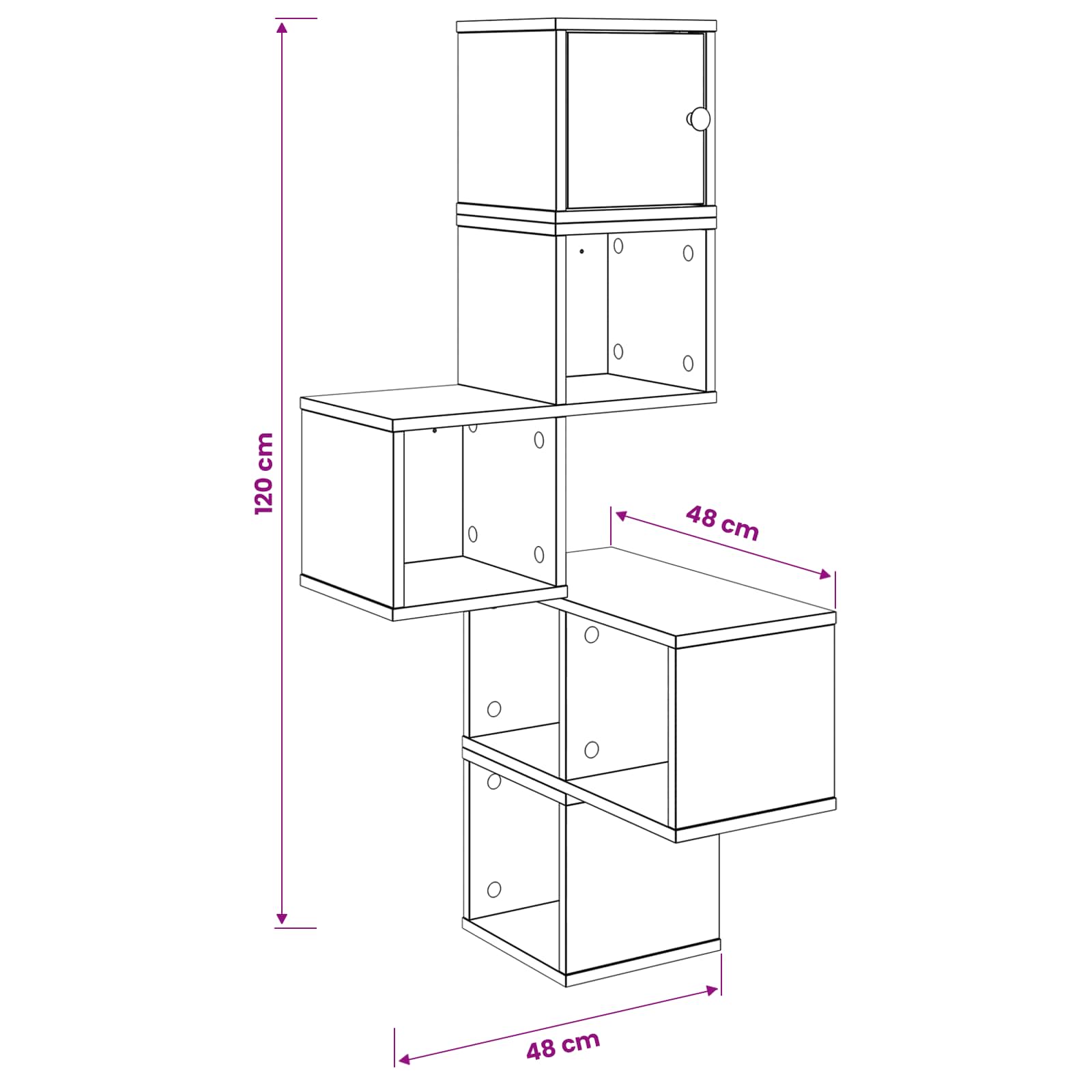 Mensola Angolare da Parete Rovere Nero 48 x 48 x 120 cm | homemem39