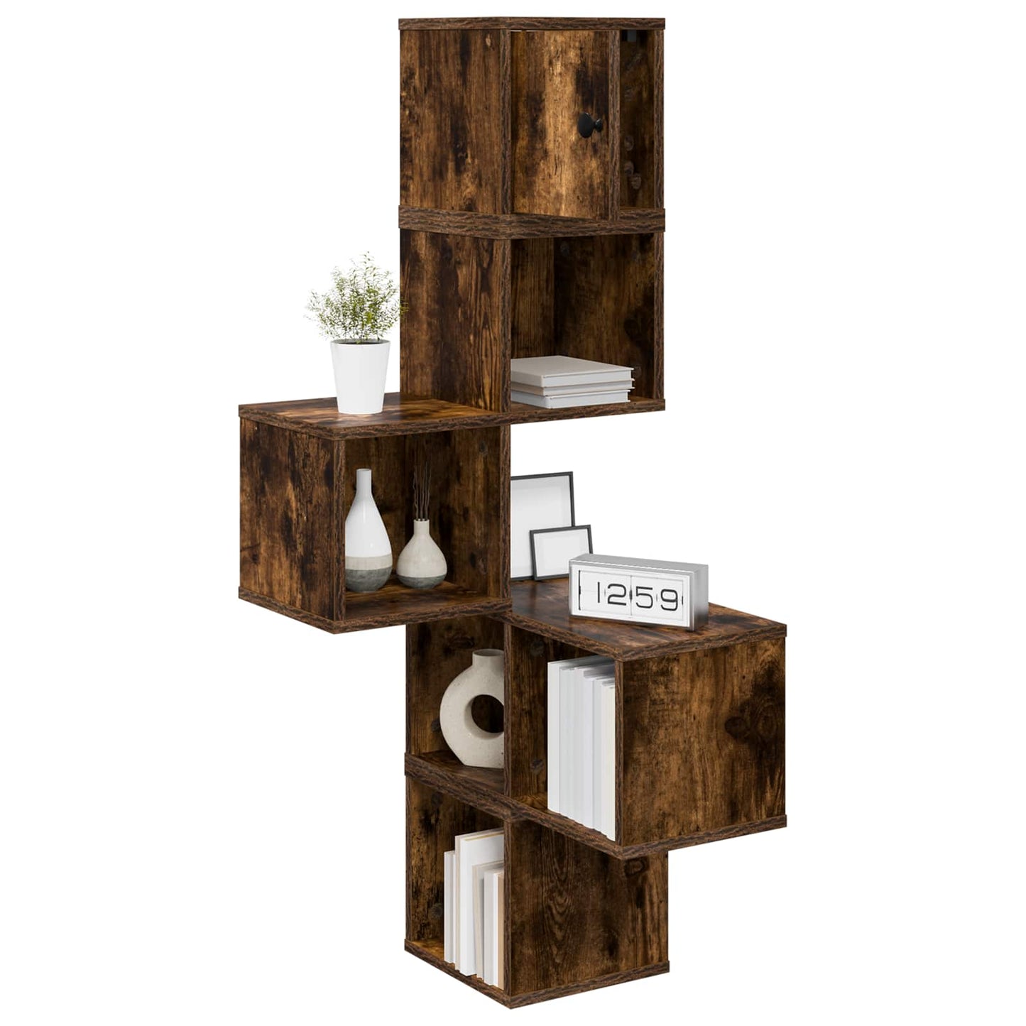 Mensola Angolare da Parete Rovere Fumo 48 x 48 x 120 cm | homemem39
