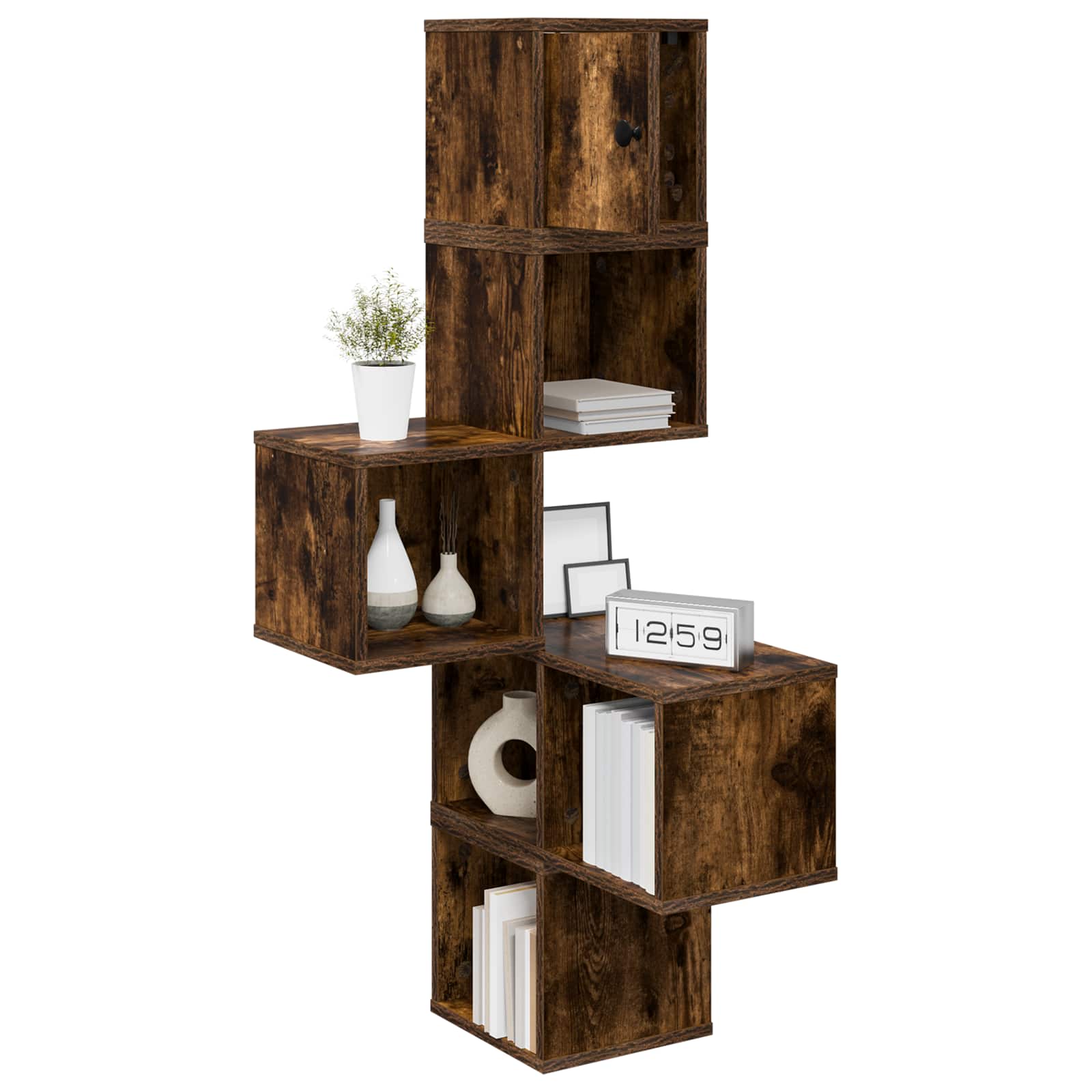 Mensola Angolare da Parete Rovere Fumo 48 x 48 x 120 cm | homemem39