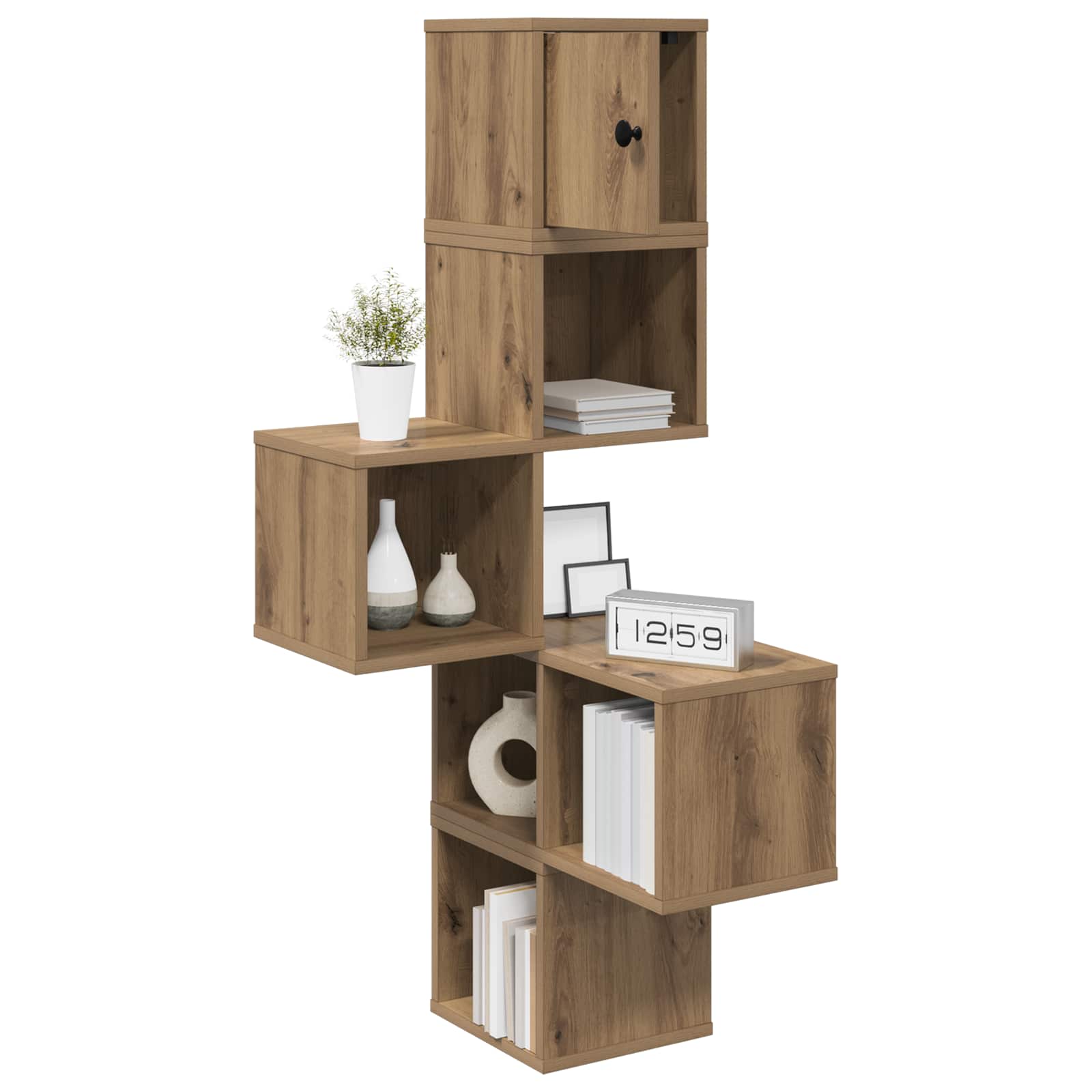 Mensola Angolare da Parete Rovere Artigianale 48 x 48 x 120 cm | homemem39
