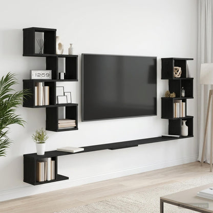 Mensola per TV da muro Rovere Nero 180 x 15 x 94 cm | homemem39