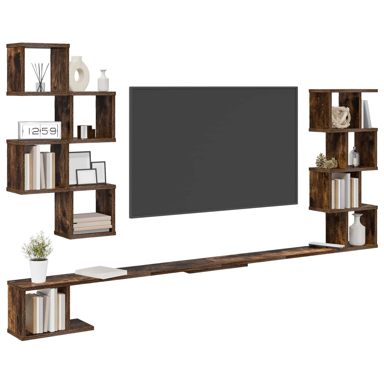 Mensola per TV da muro Rovere Fumo 180 x 15 x 94 cm | homemem39