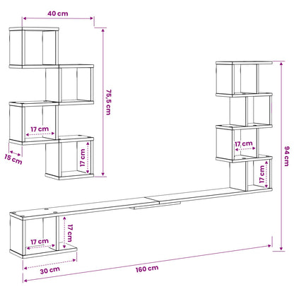 Mensola per TV da muro Rovere Fumo 160 x 15 x 94 cm | homemem39