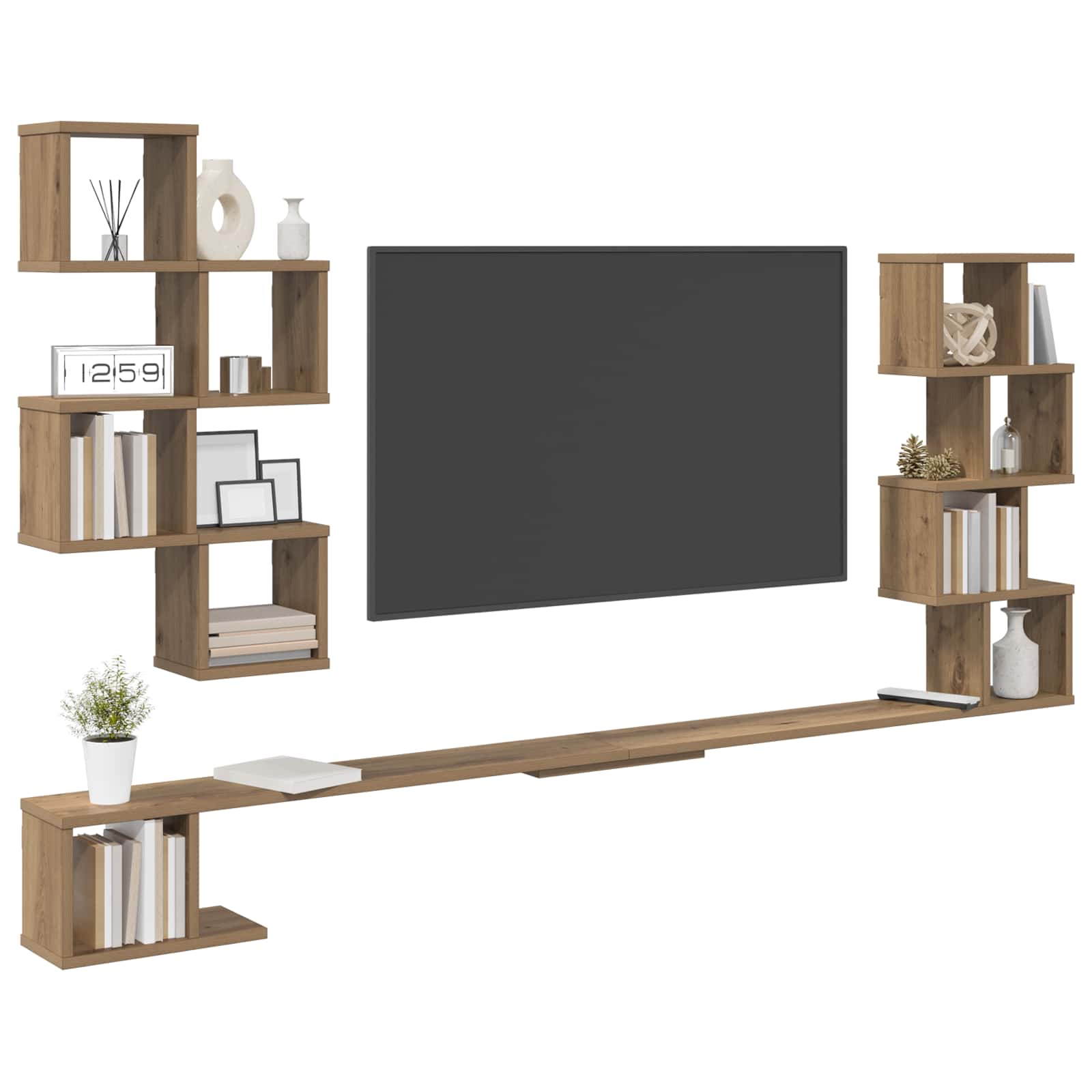 Mensola per TV da muro Rovere Artigianale 160 x 15 x 94 cm | homemem39
