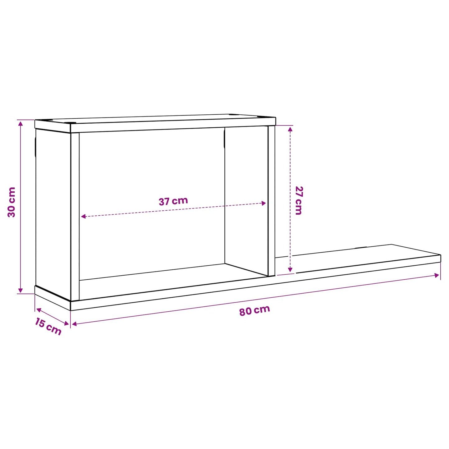 Scaffali flottanti Grigio Cemento 80 x 15 x 30 cm | homemem39