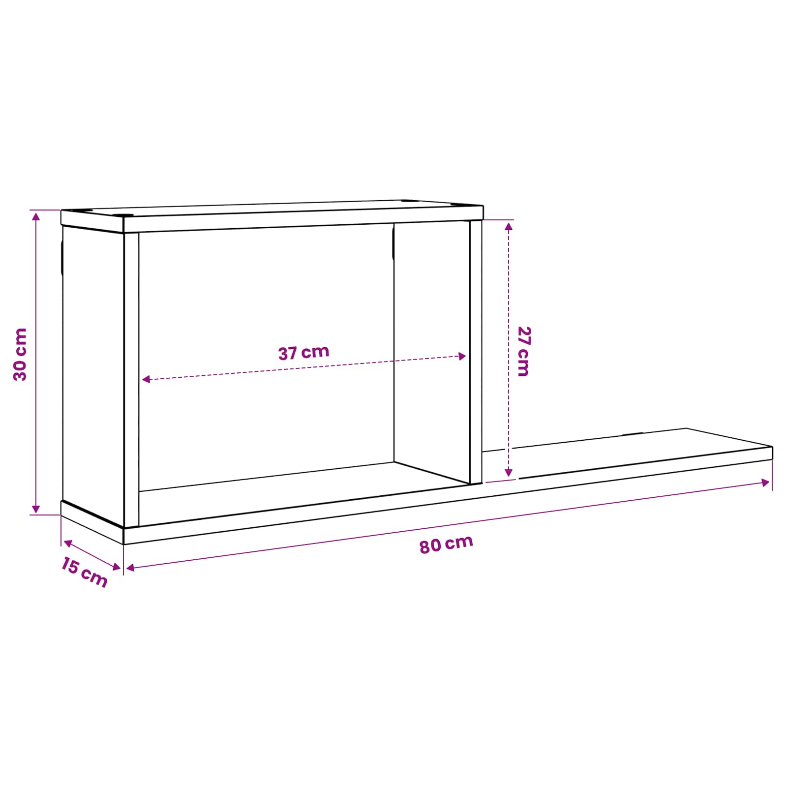 Scaffali flottanti Grigio Cemento 80 x 15 x 30 cm | homemem39