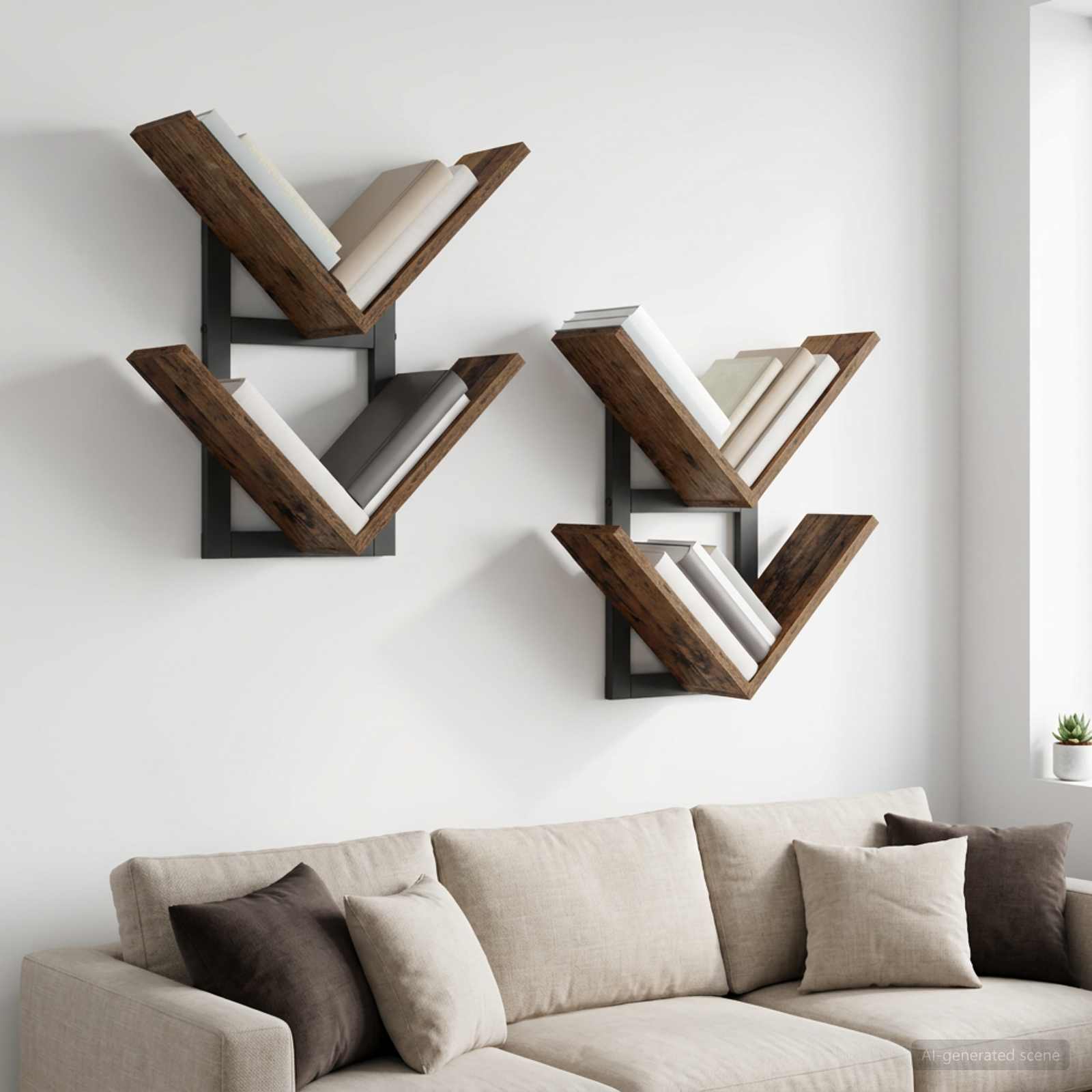 Mensola a muro flottante 2 pcs Legno antico 43 x 15 x 47 cm | homemem39