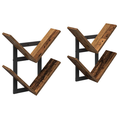 Mensola a muro flottante 2 pcs Legno antico 43 x 15 x 47 cm | homemem39