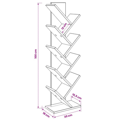 Scaffale per Libri ad Albero 6-Scomparti 30 x 18 x 100 cm | homemem39