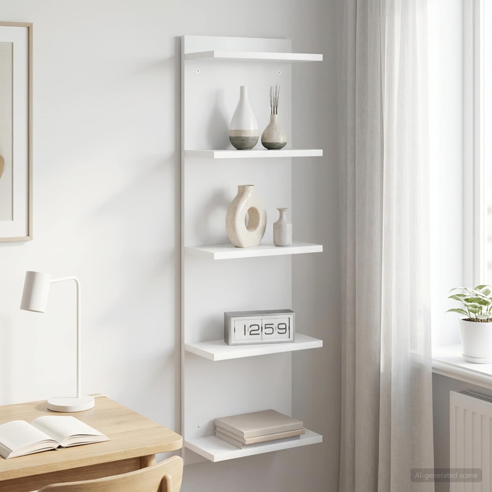 Scaffale da parete Bianco 30 x 15 x 100 cm Legno ingegnerizzato | homemem39