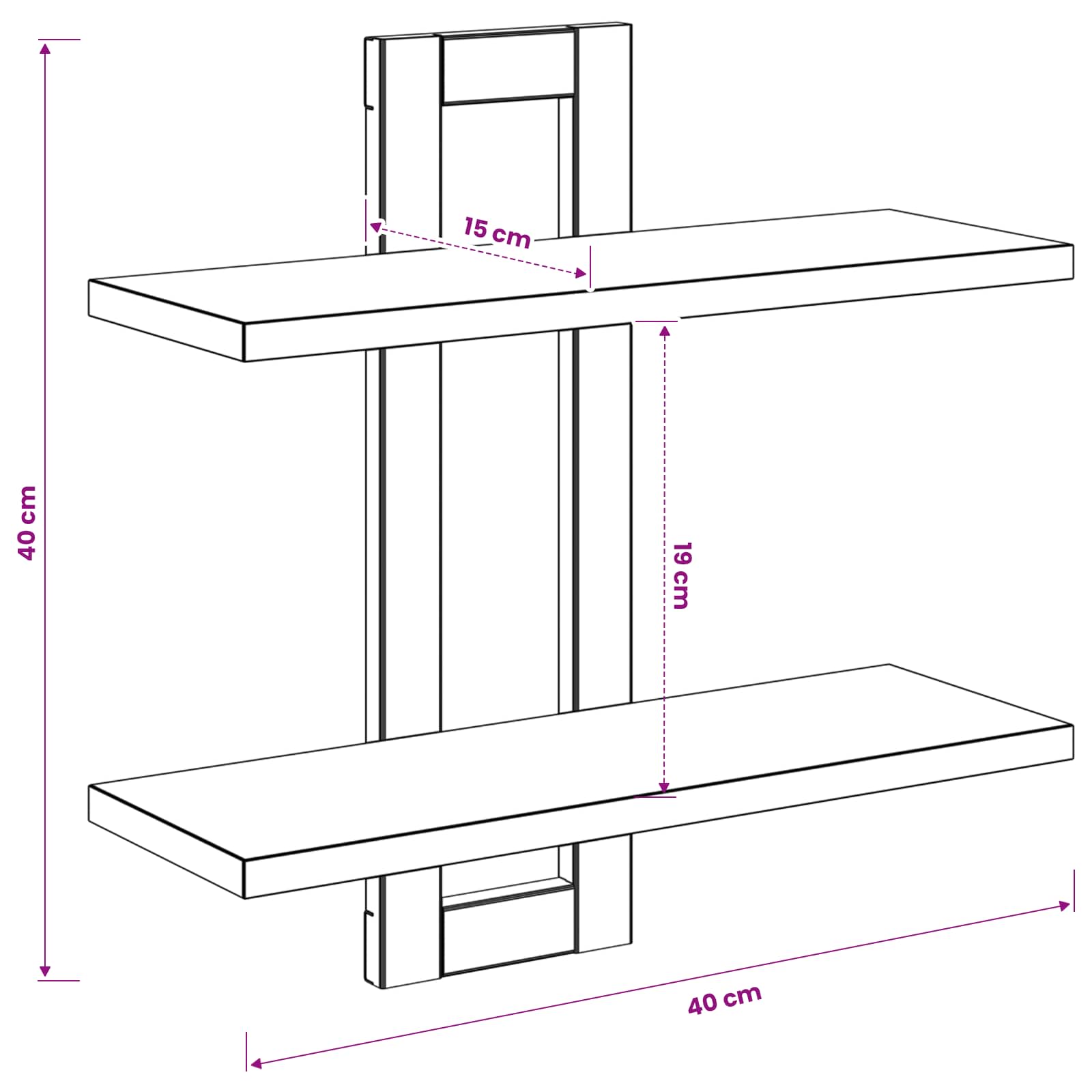 Scaffali flottanti Sonoma grigio 40 x 15 x 40 cm | homemem39