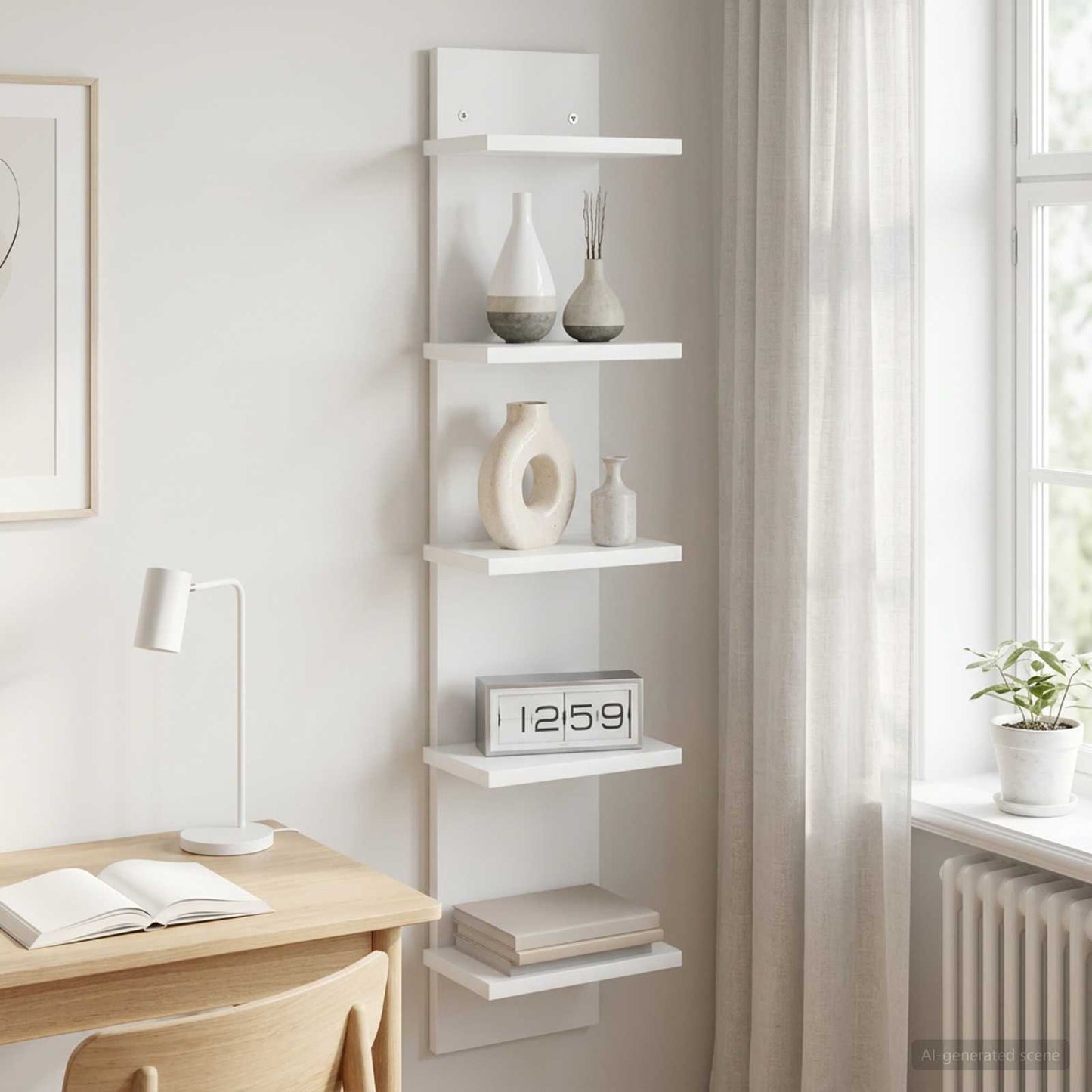 Scaffale da parete Bianco 22 x 15 x 100 cm Legno ingegnerizzato | homemem39