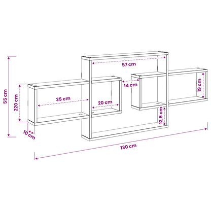 Scaffale da parete Rovere Fumo 130 x 10 x 50 cm | homemem39
