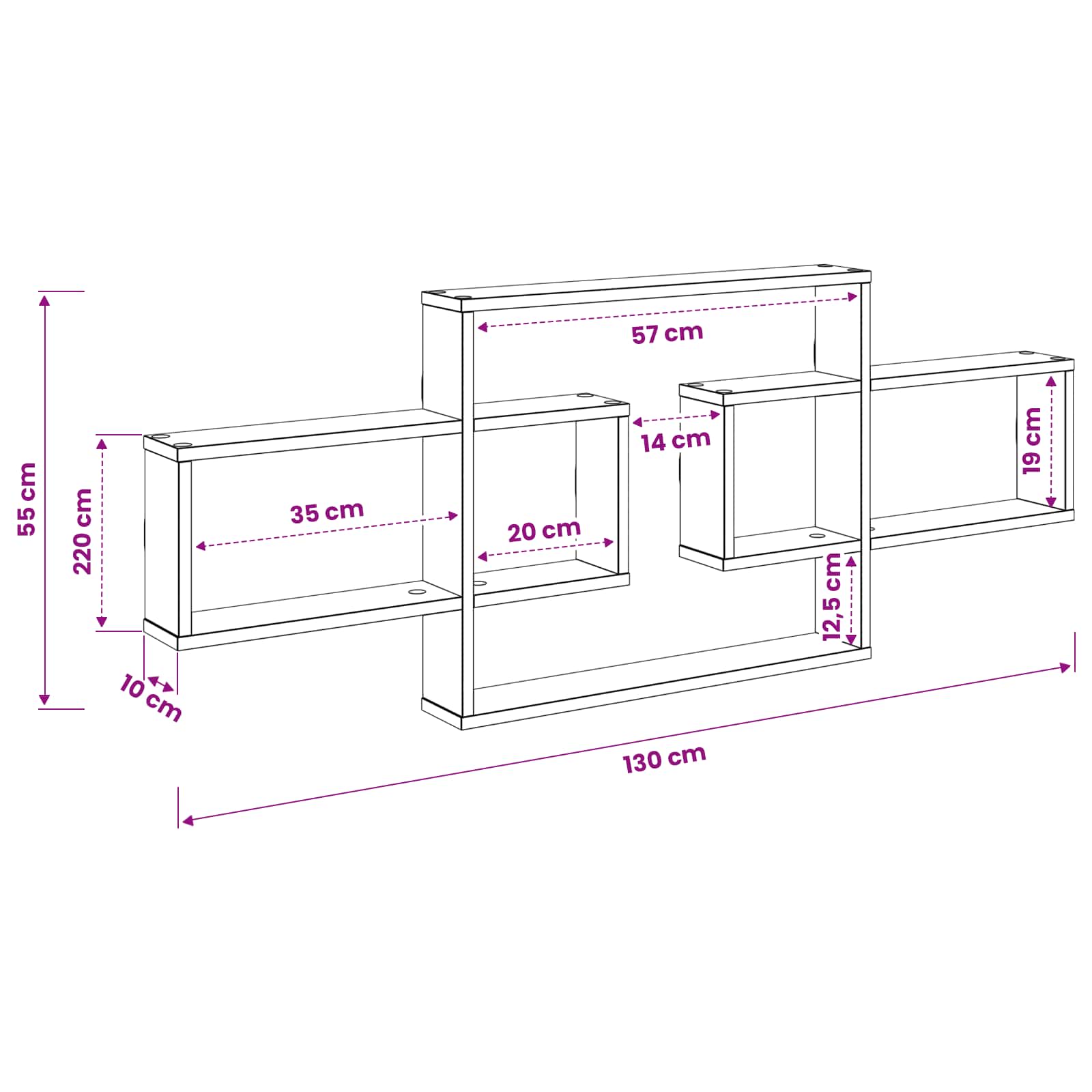 Scaffale da parete Legno antico 130 x 10 x 50 cm | homemem39