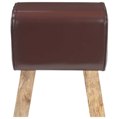 panchina 40 x 30 x 45 cm Pelle Vera Marrone Scuro