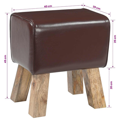 panchina 40 x 30 x 45 cm Pelle Vera Marrone Scuro