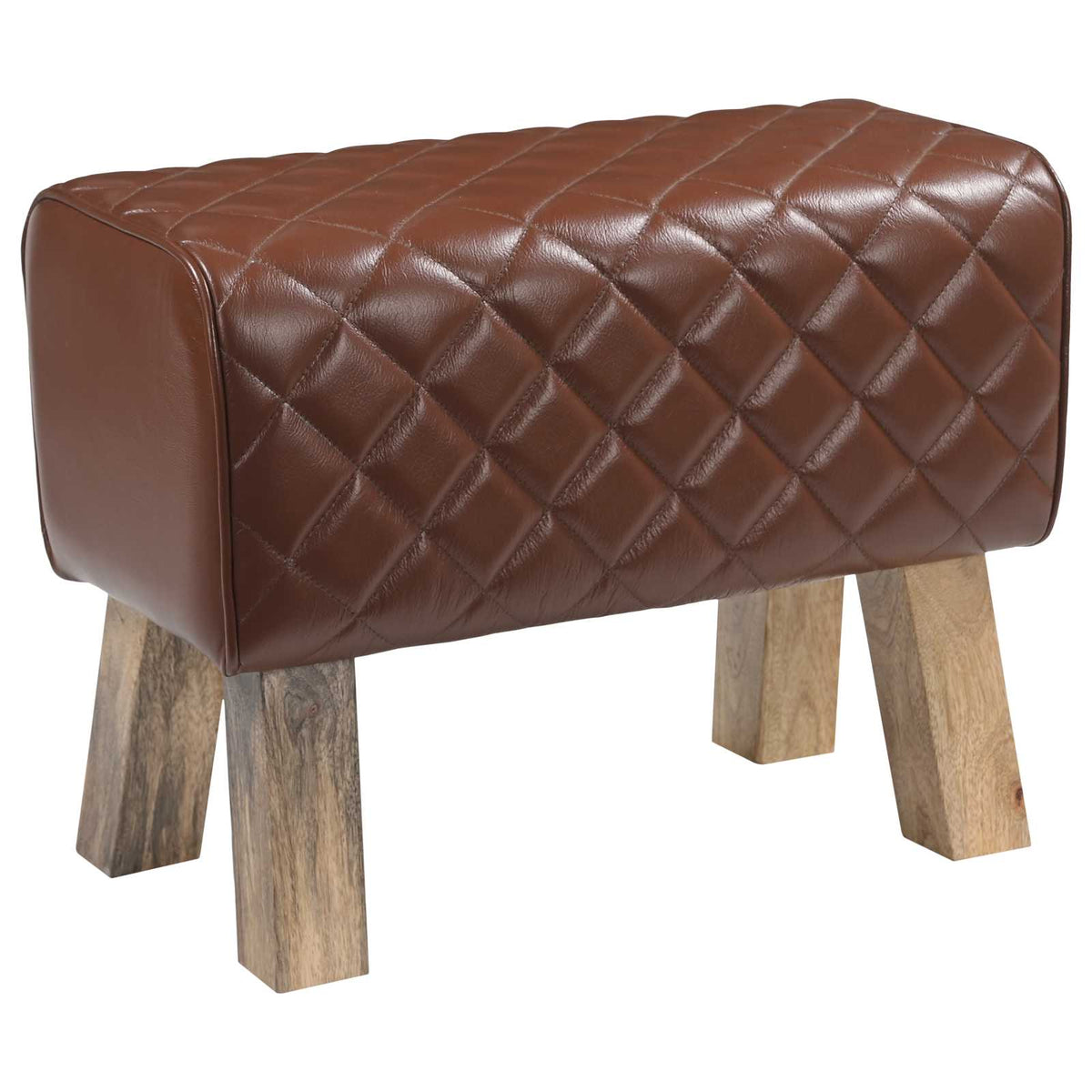 panca 60 x 30 x 45 cm Pelle Vera Marrone diamante