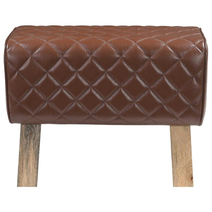 panca 60 x 30 x 45 cm Pelle Vera Marrone diamante