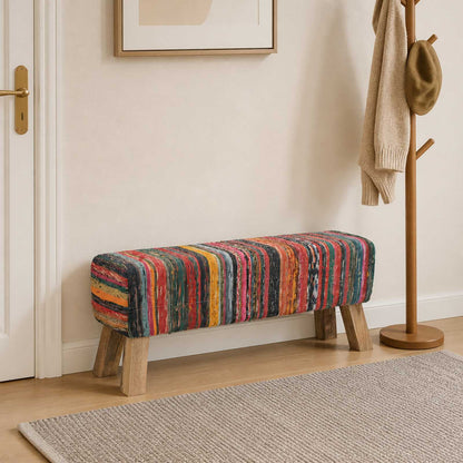 panchina 110 x 30 x 45 cm Pelle Vera Multicolore