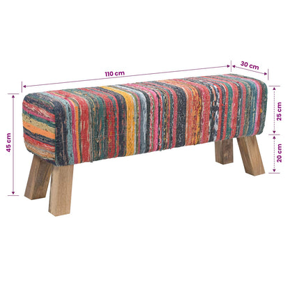 panchina 110 x 30 x 45 cm Pelle Vera Multicolore