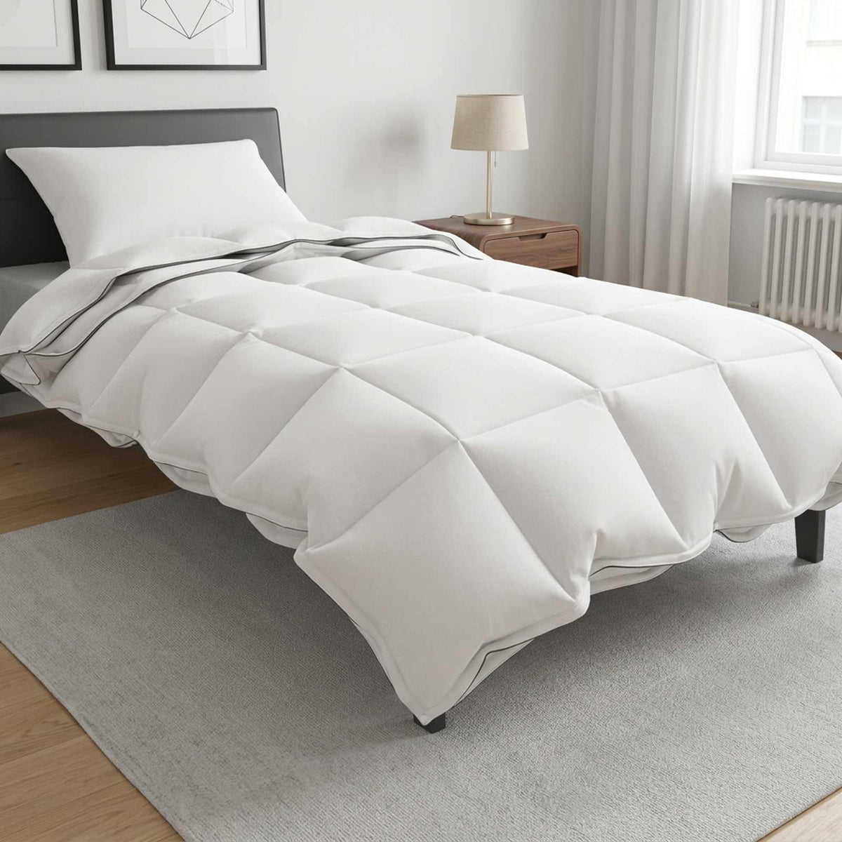 Set di Piumoni Bianco 137 x 200 cm Cotone, Bambù, Poliestere