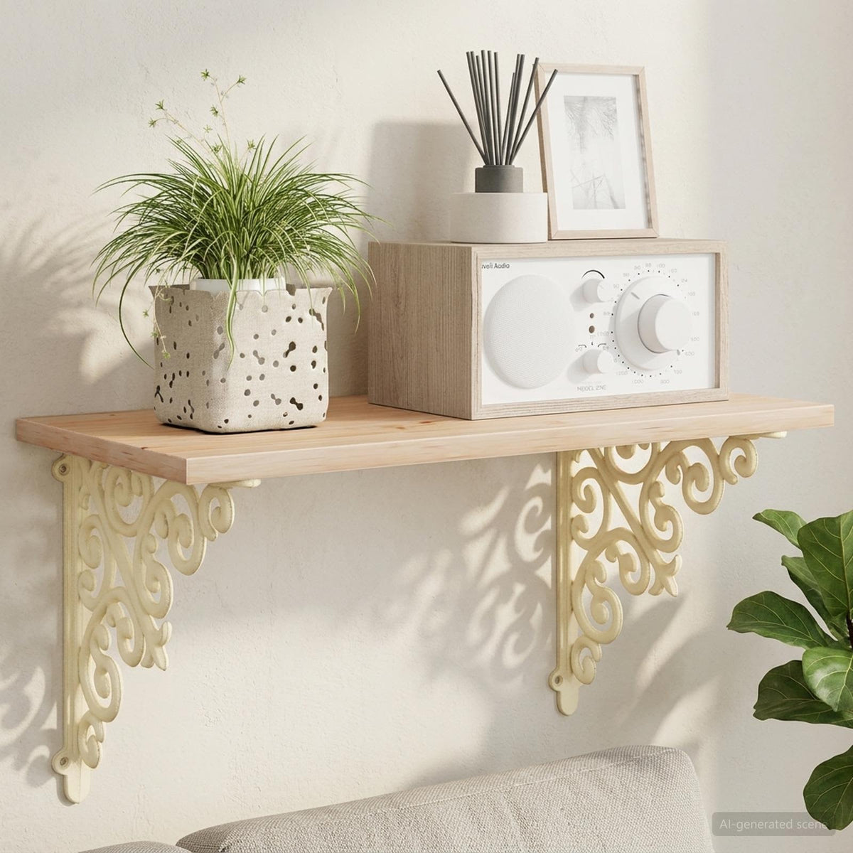 Supporti per mensole da parete 12 pz Bianco Antico | homemem39