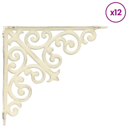 Supporti per mensole da parete 12 pz Bianco Antico | homemem39