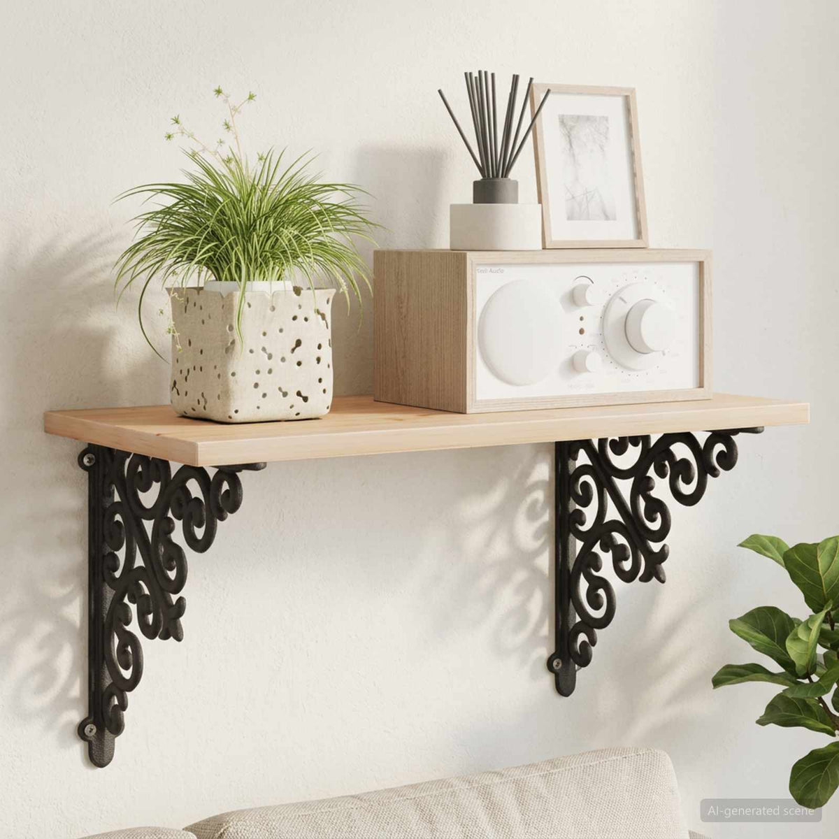 Supporti per mensole da parete 2 pz Nero 14 x 14 x 3,5 cm | homemem39