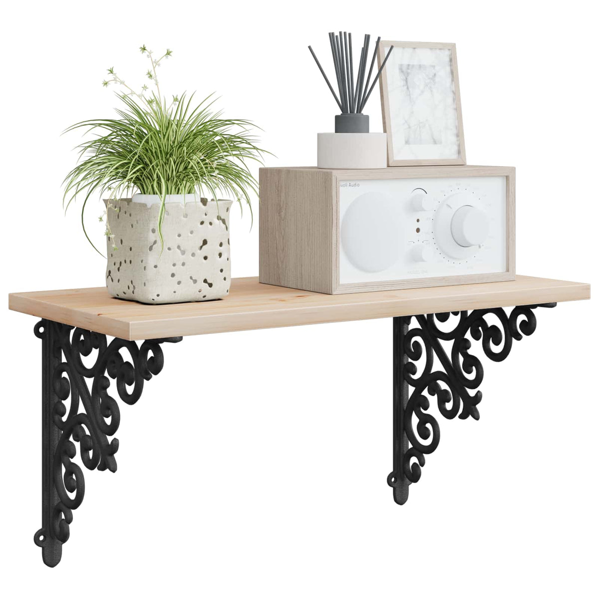 Supporti per mensole da parete 2 pz Nero 14 x 14 x 3,5 cm | homemem39