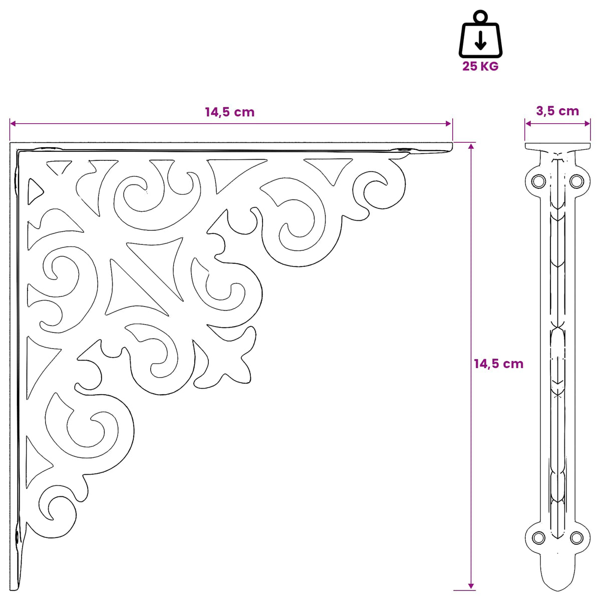 Supporti per mensole da parete 2 pz Nero 14 x 14 x 3,5 cm | homemem39