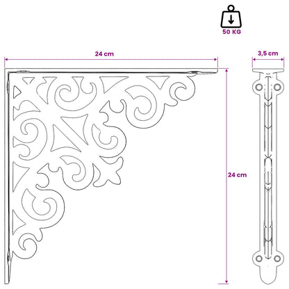 Supporti per mensole da parete 2 pz Nero 24 x 24 x 3,5 cm | homemem39