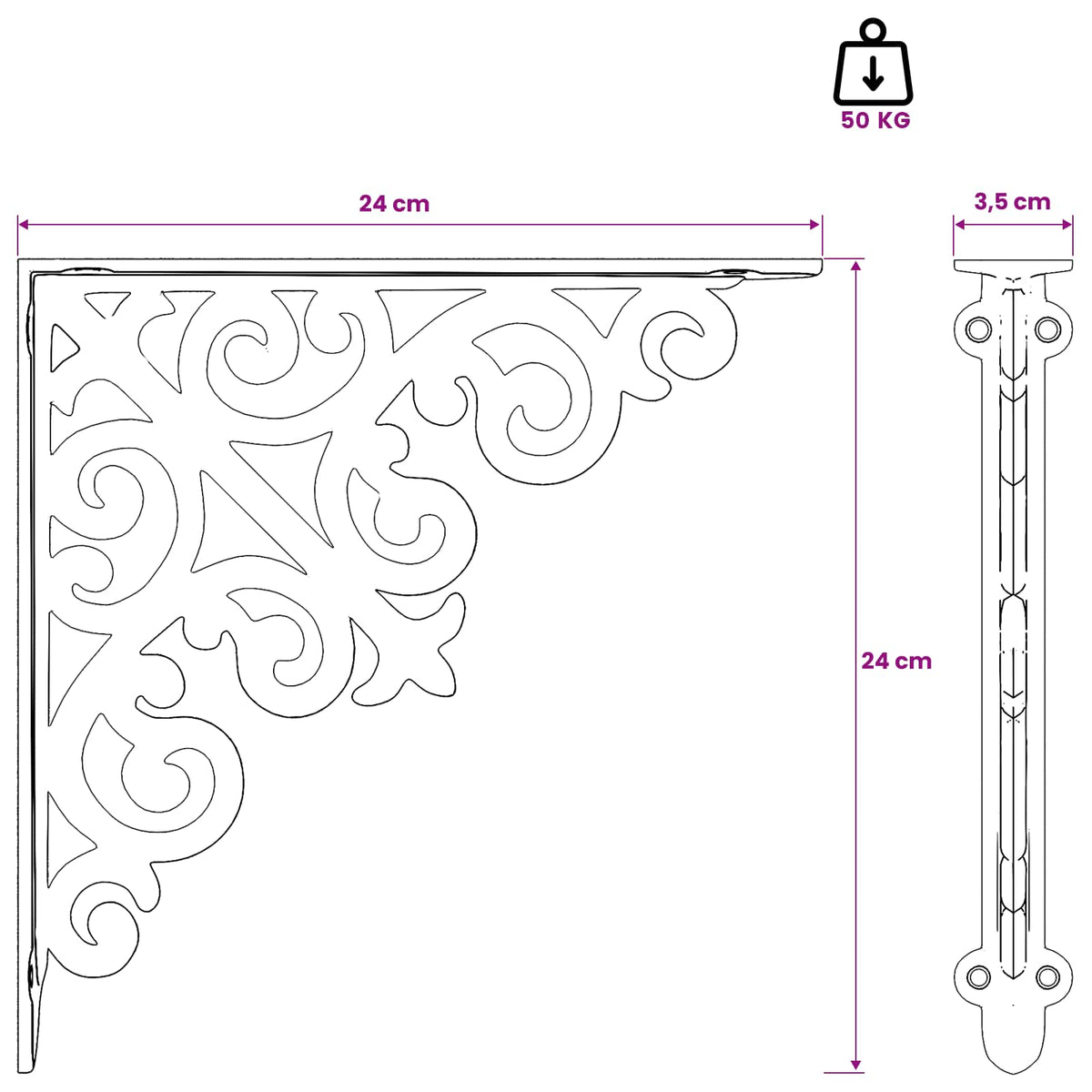 Supporti per mensole da parete 12 pz Bianco Antico | homemem39