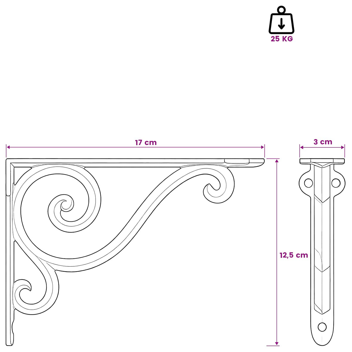 Supporti per mensole da parete 12 pz Bianco Antico