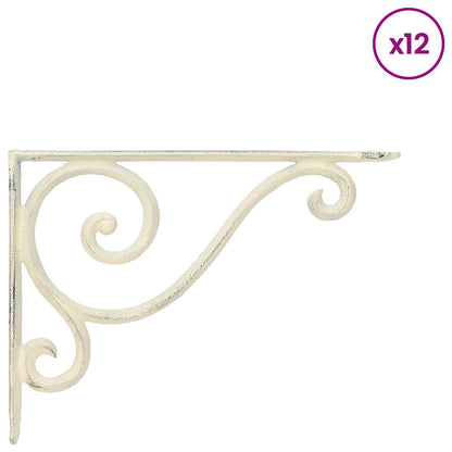 Supporti per mensole da parete 12 pz Bianco Antico