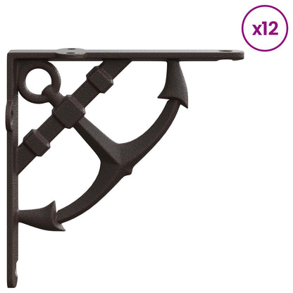 Supporti per mensole da parete 12 pz Marrone Antico | homemem39