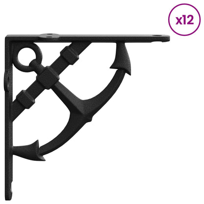 Supporti per mensole da parete 12 pz Nero 10 x 10 x 3 cm | homemem39