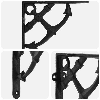 Supporti per mensole da parete 2 pz Nero 14.5 x 14.5 x 3.5 cm | homemem39